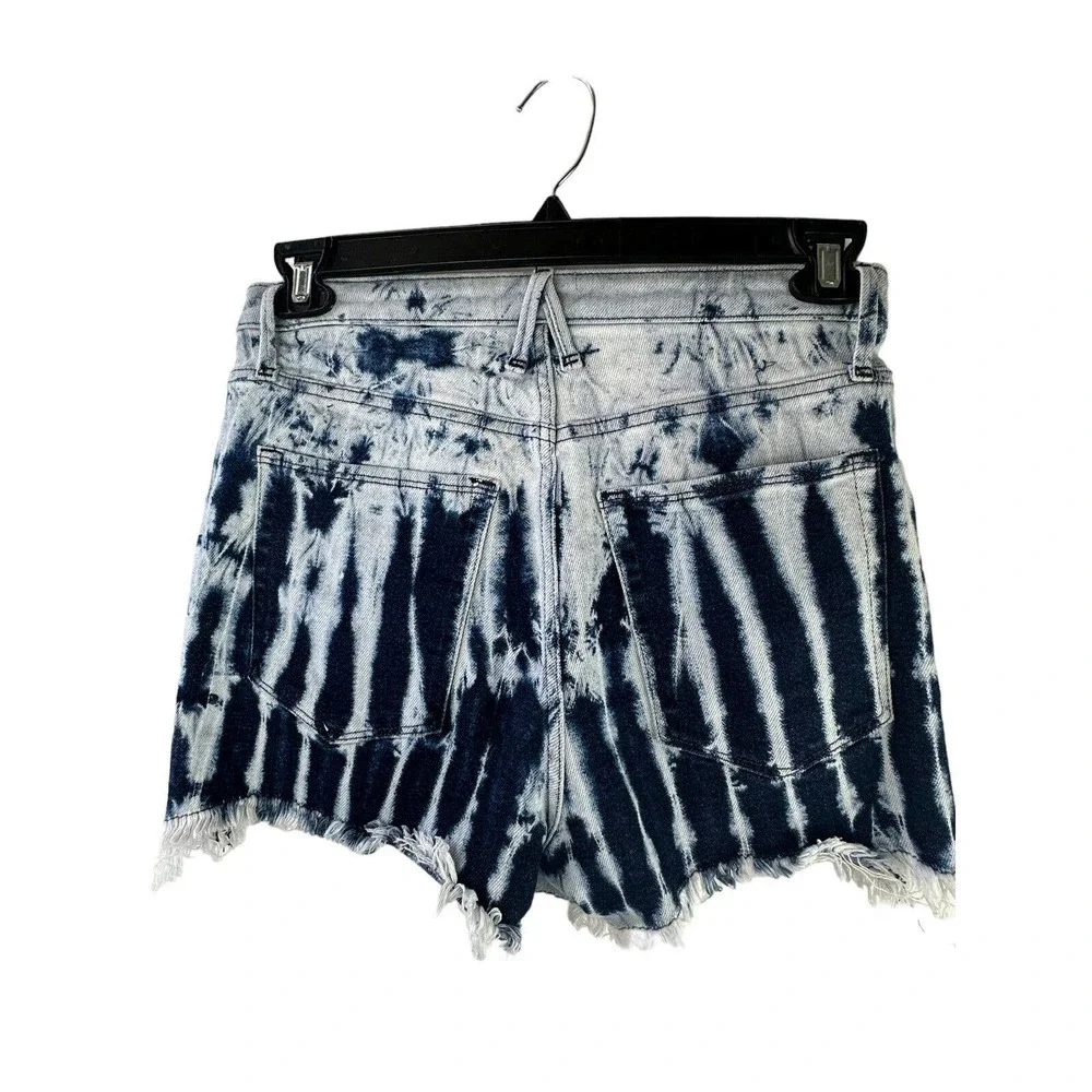 Good American The Bombshell Tie Dye High Rise Denim Cut-Off Shorts Size 4 / 27 - Picture 3 of 6